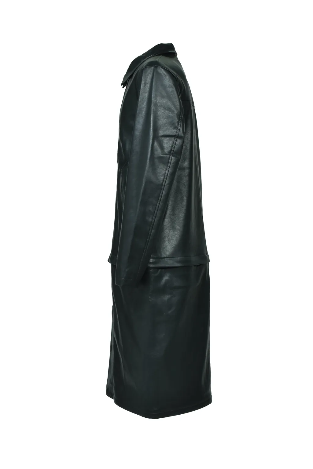 Faux Leather Coat W/Tote Bag / Blk