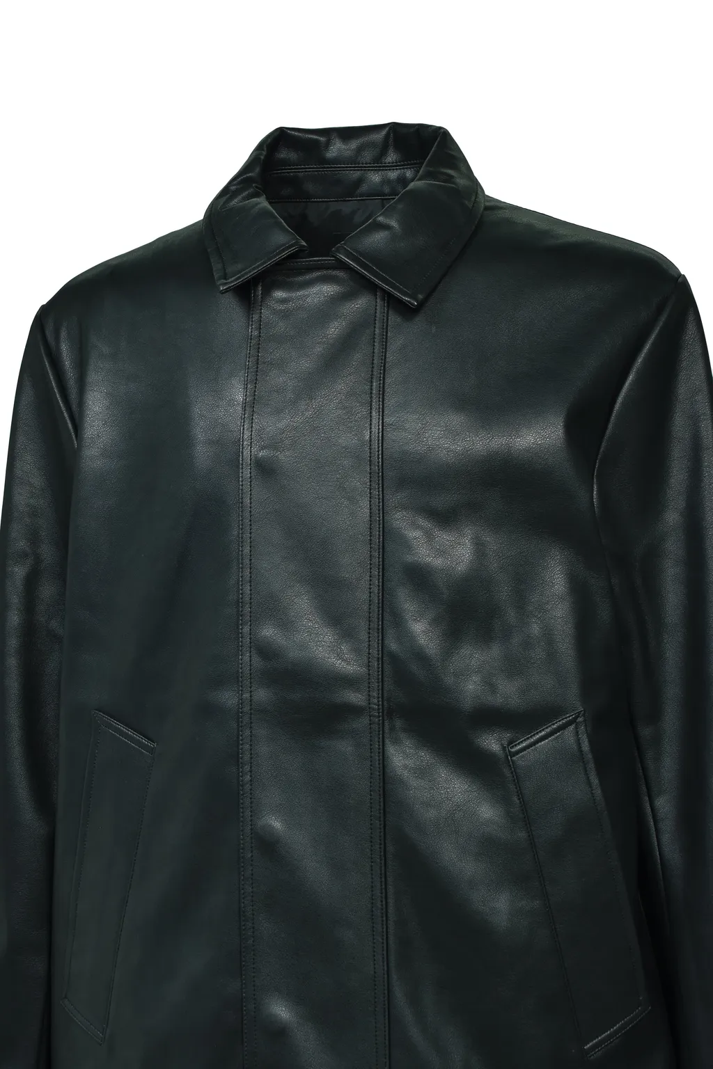 Faux Leather Coat W/Tote Bag / Blk