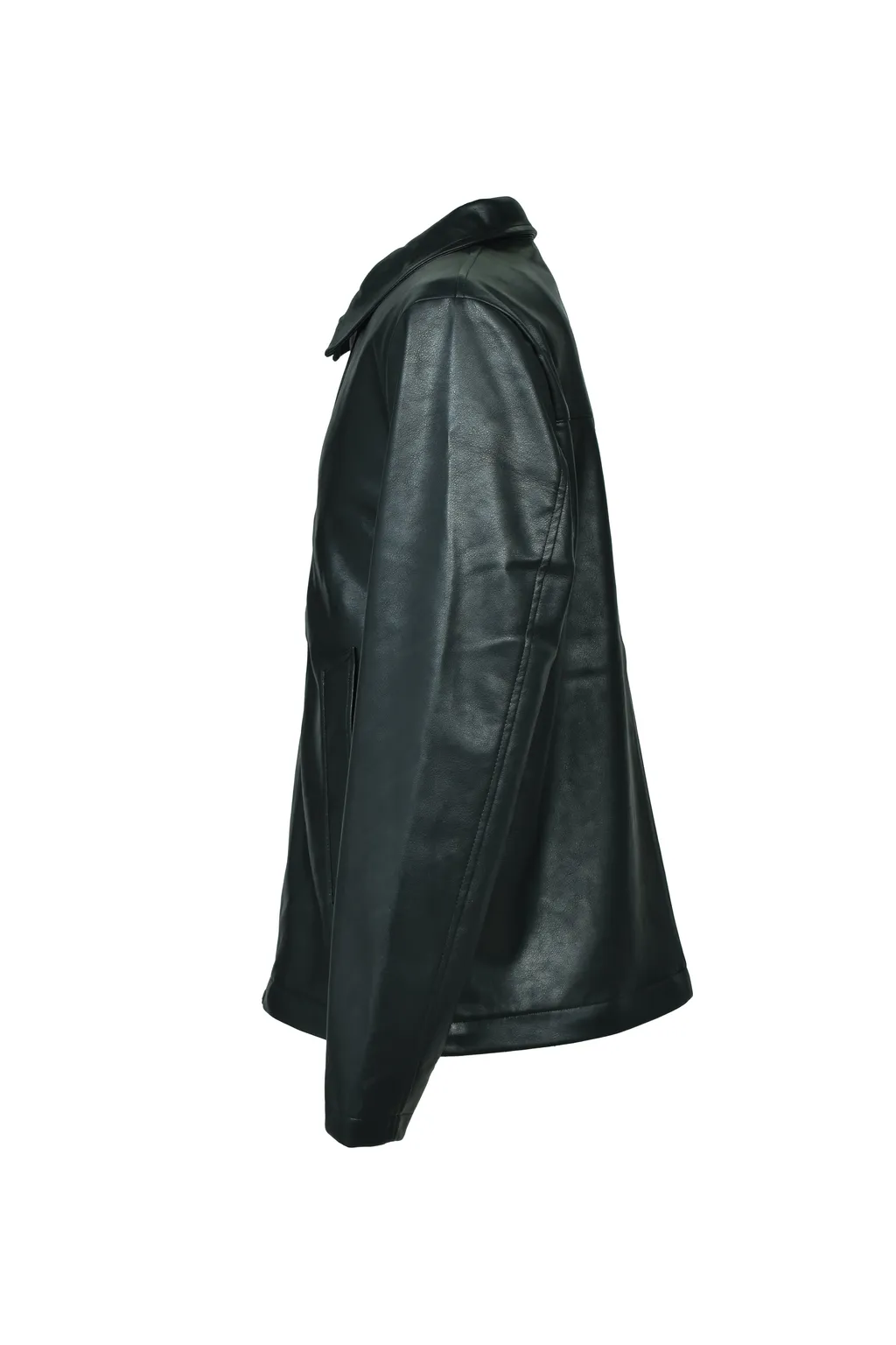 Faux Leather Coat W/Tote Bag / Blk