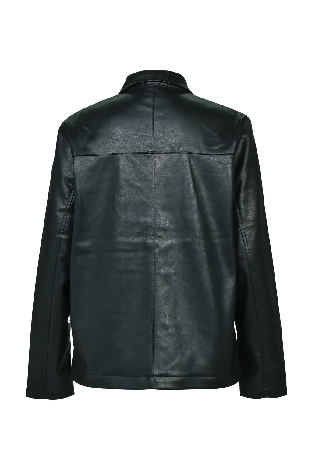 Faux Leather Coat W/Tote Bag / Blk