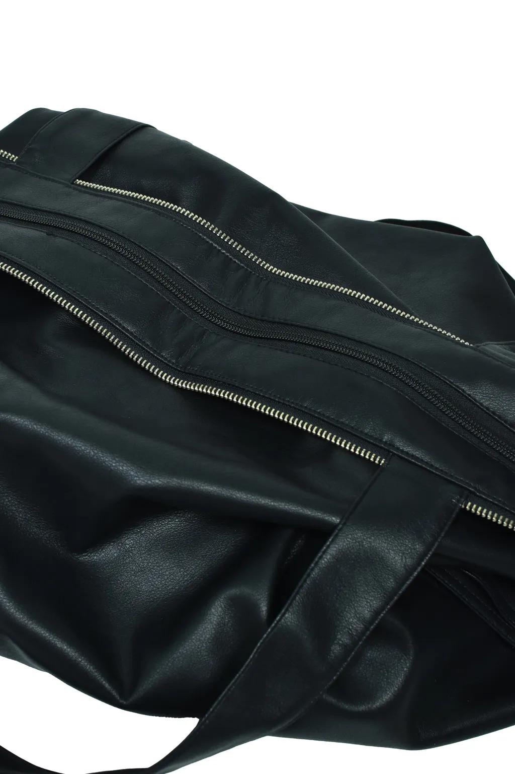 Faux Leather Coat W/Tote Bag / Blk
