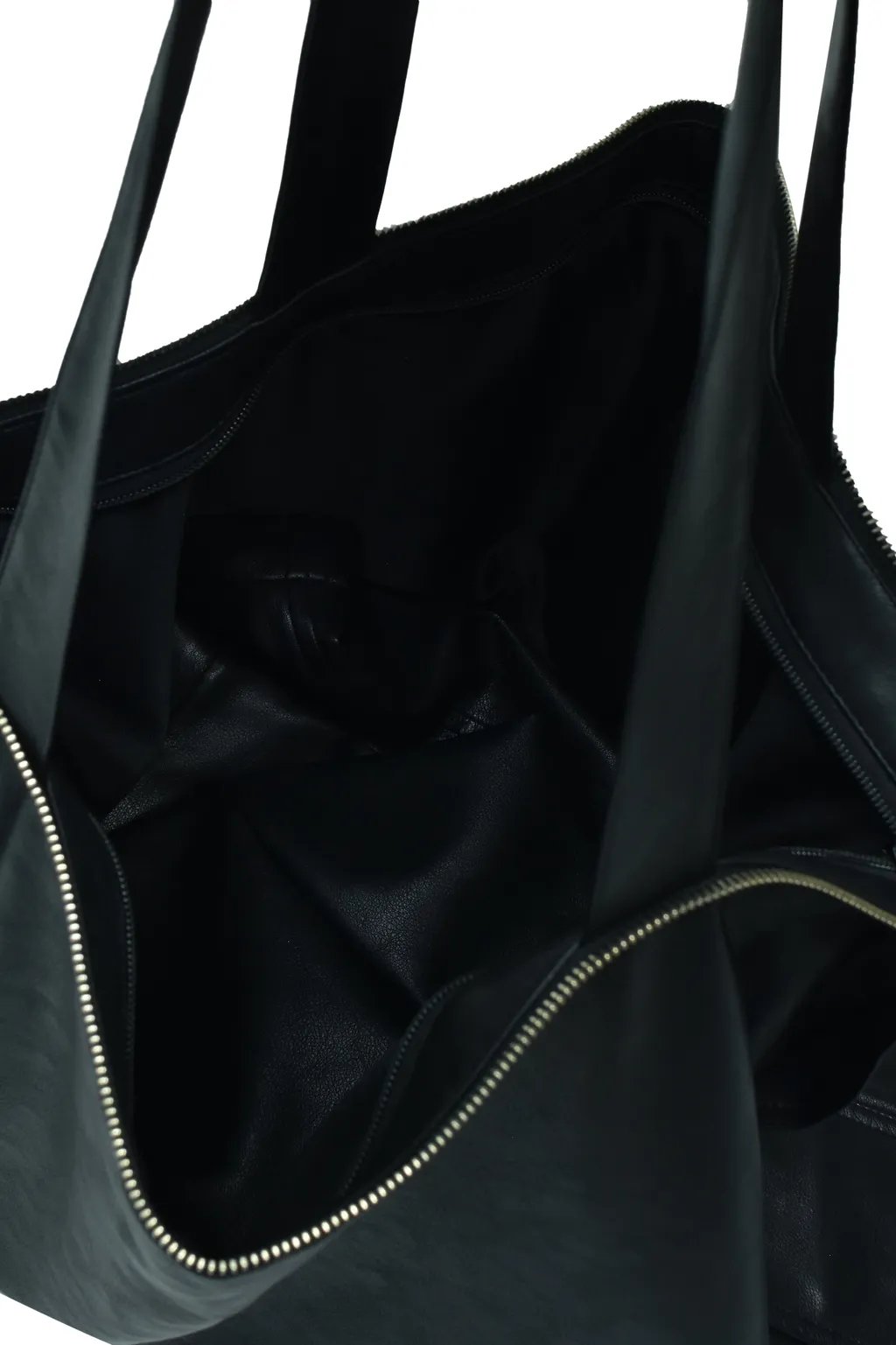 Faux Leather Coat W/Tote Bag / Blk