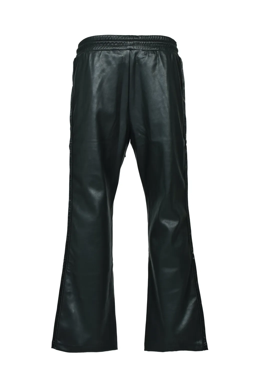 Faux Leather Track Pants / Blk