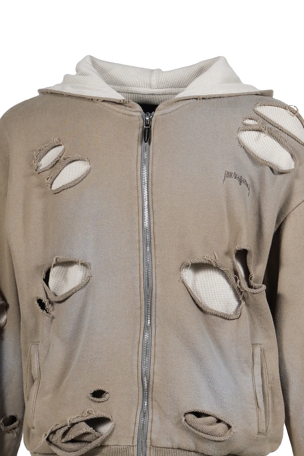 Thermal Layered Zip Hoodie / Dust