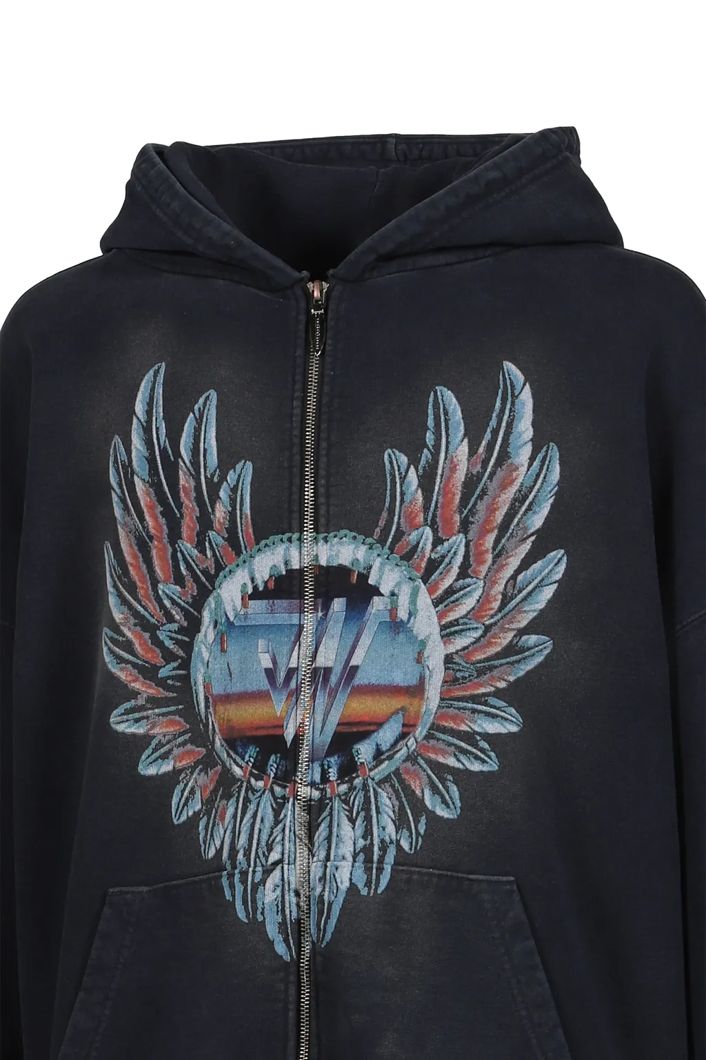 Feather Zip Hoodie / Black