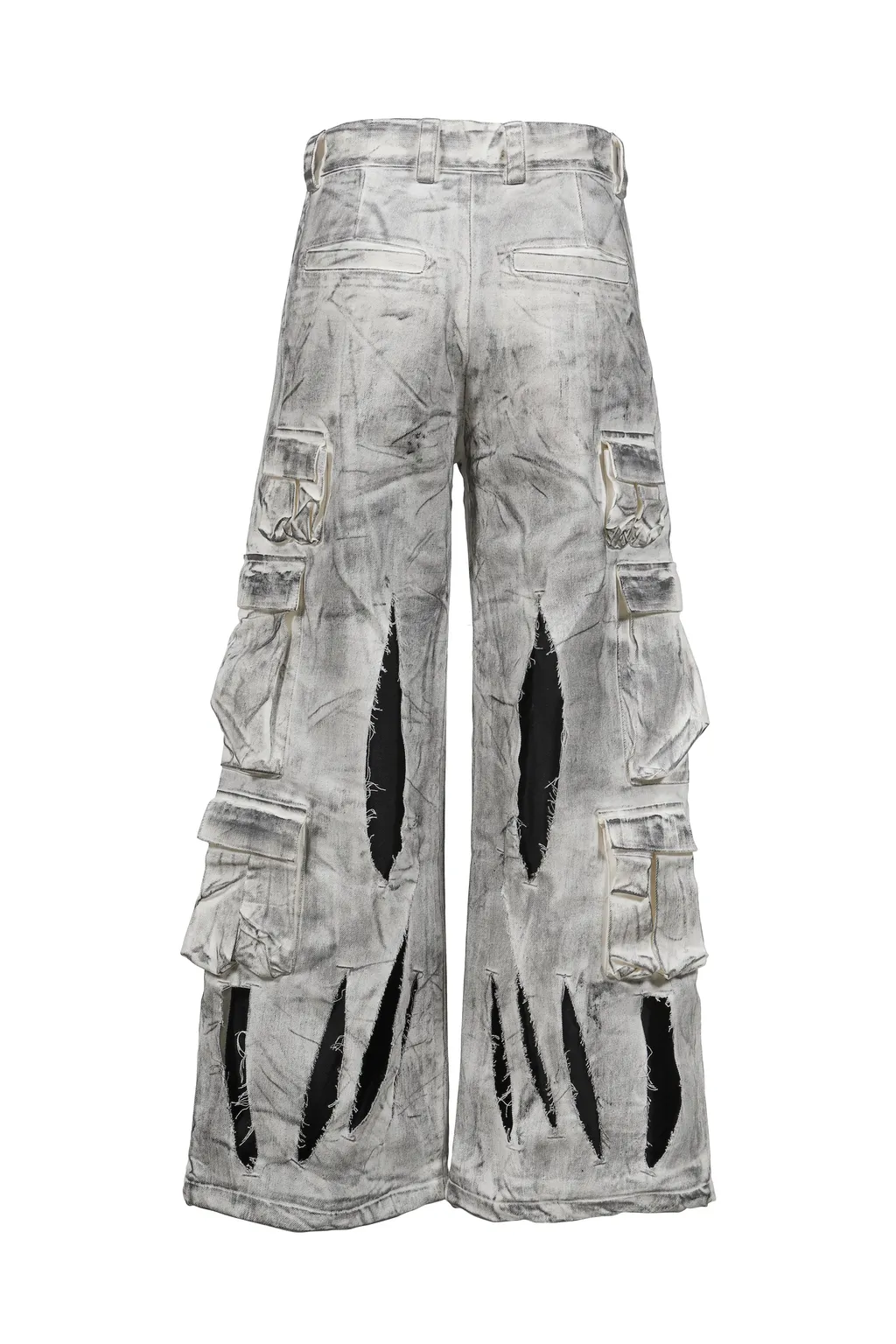 Waxed White Cargo Trousers / Wht