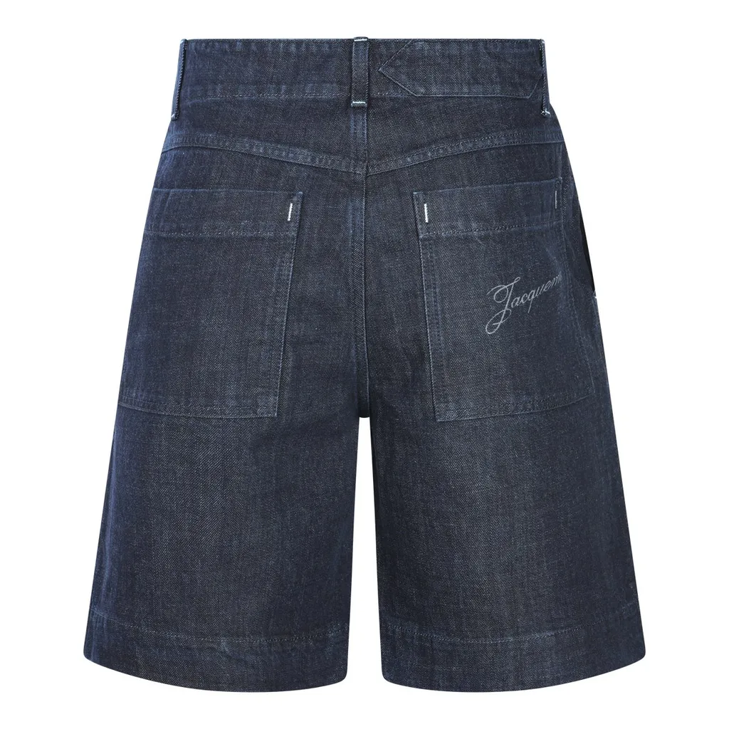Jacquemus Logo Embroidered Denim Shorts