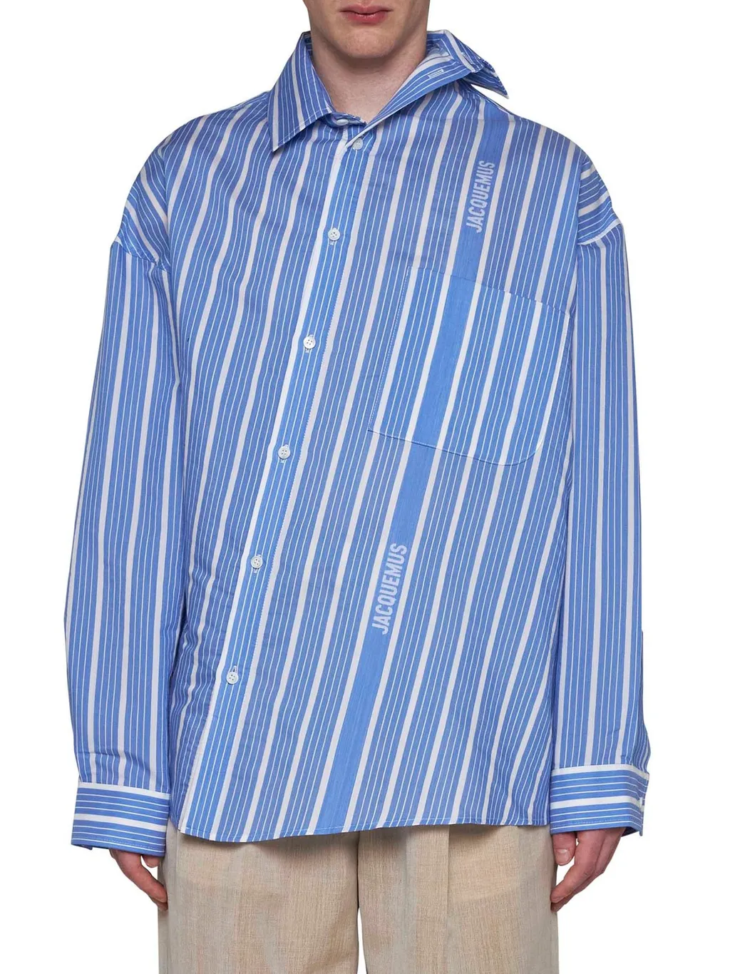 Jacquemus Striped Asymmetric Long-Sleeve Shirt
