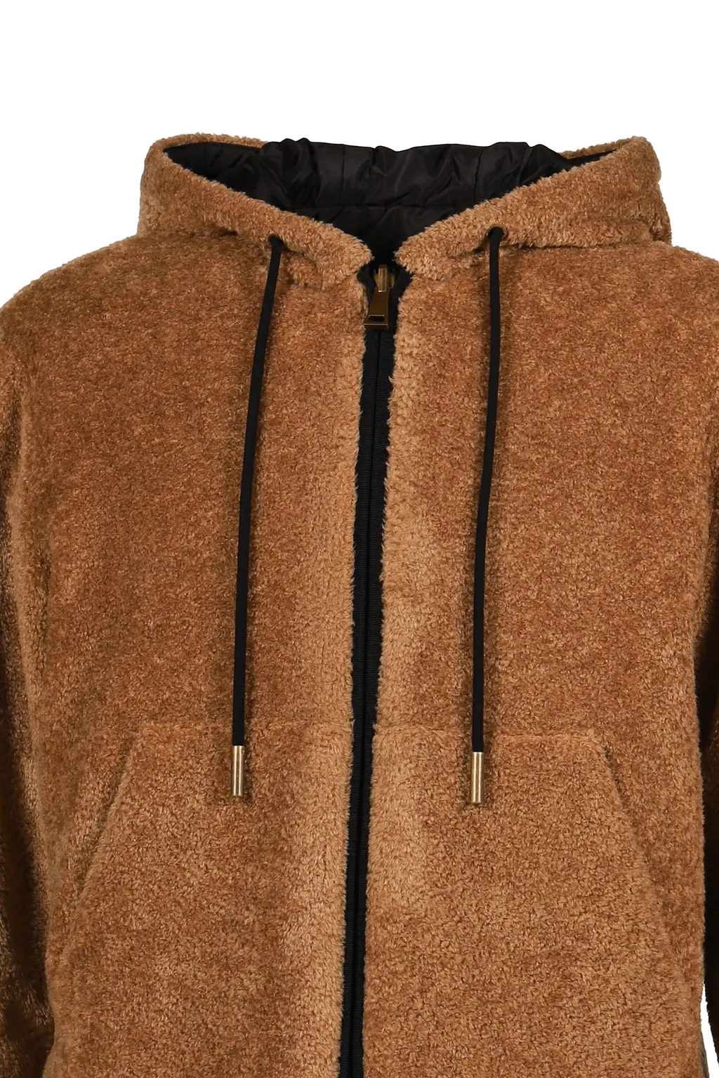 Zip Up Cardigan / Camel X Black