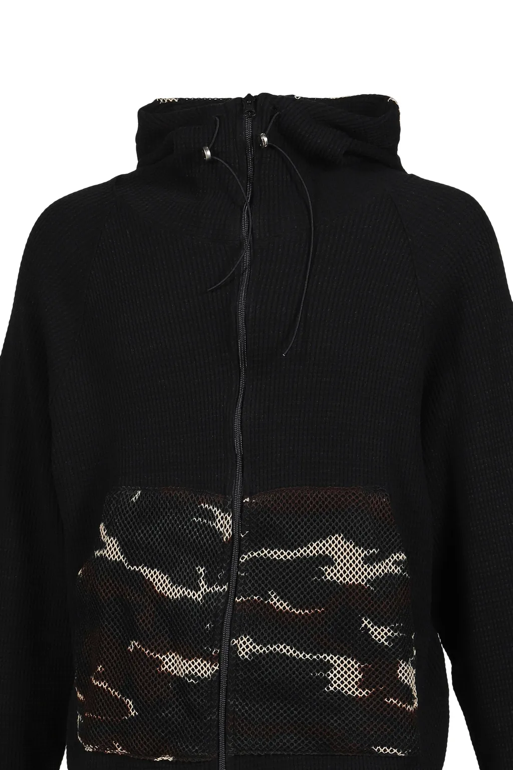 Waffle Knit Liner Zip Hoodie / Blk