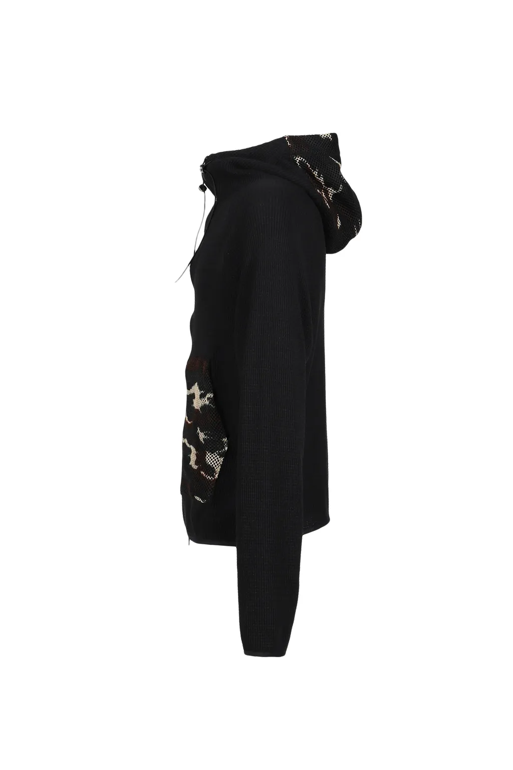 Waffle Knit Liner Zip Hoodie / Blk