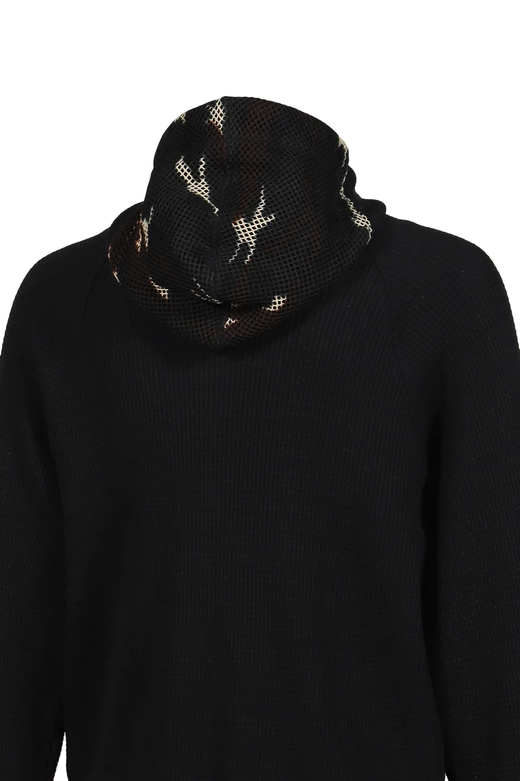 Waffle Knit Liner Zip Hoodie / Blk