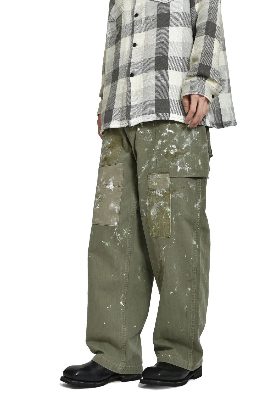 Paint Stained Usmc P-44 Hbt Trousers / Paint Stained Od