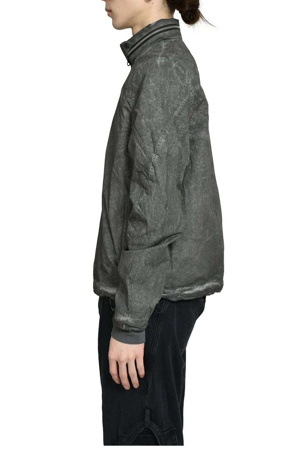 Diagonal Zip Explorer Jacket / Object Dyed Gray
