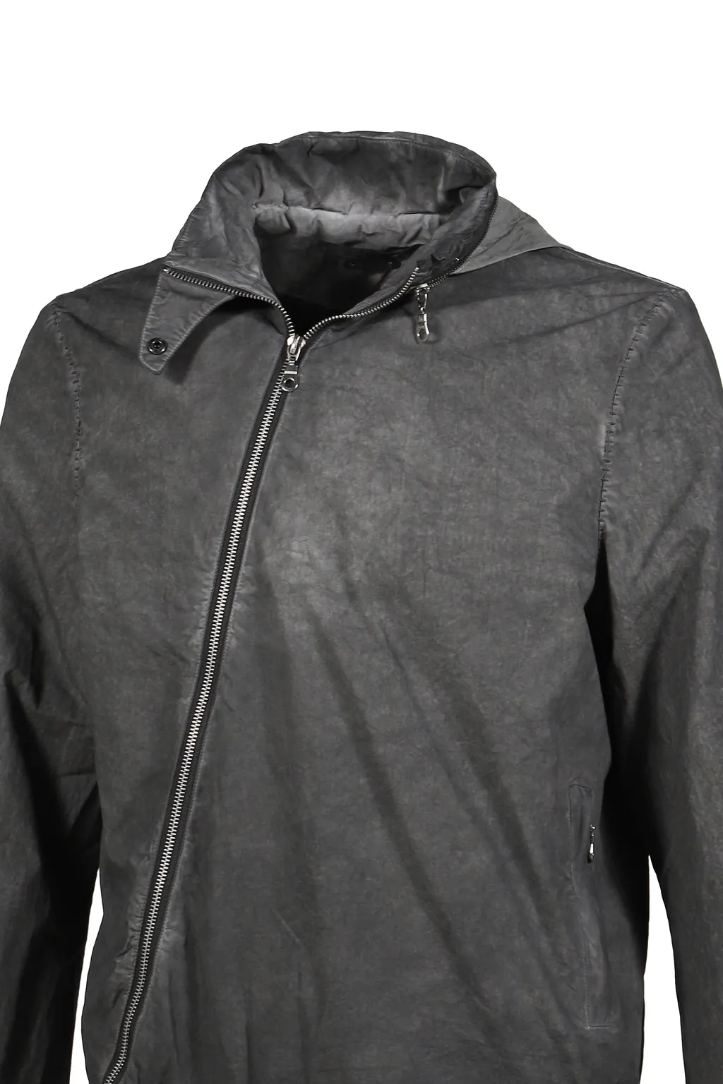 Diagonal Zip Explorer Jacket / Object Dyed Gray