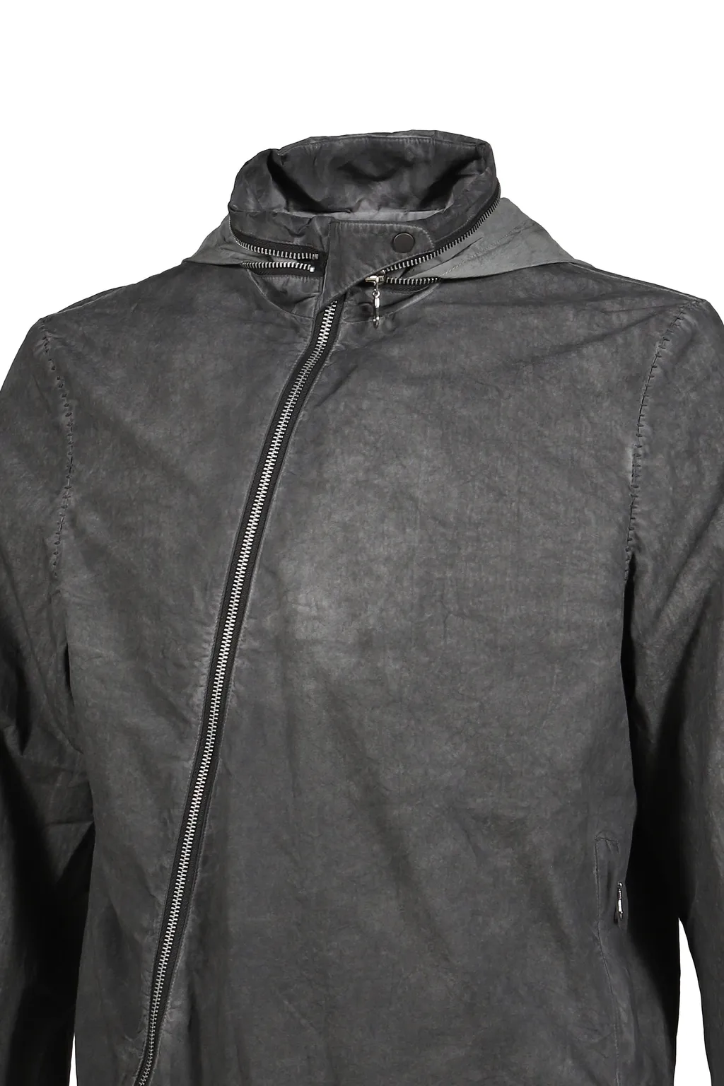 Diagonal Zip Explorer Jacket / Object Dyed Gray