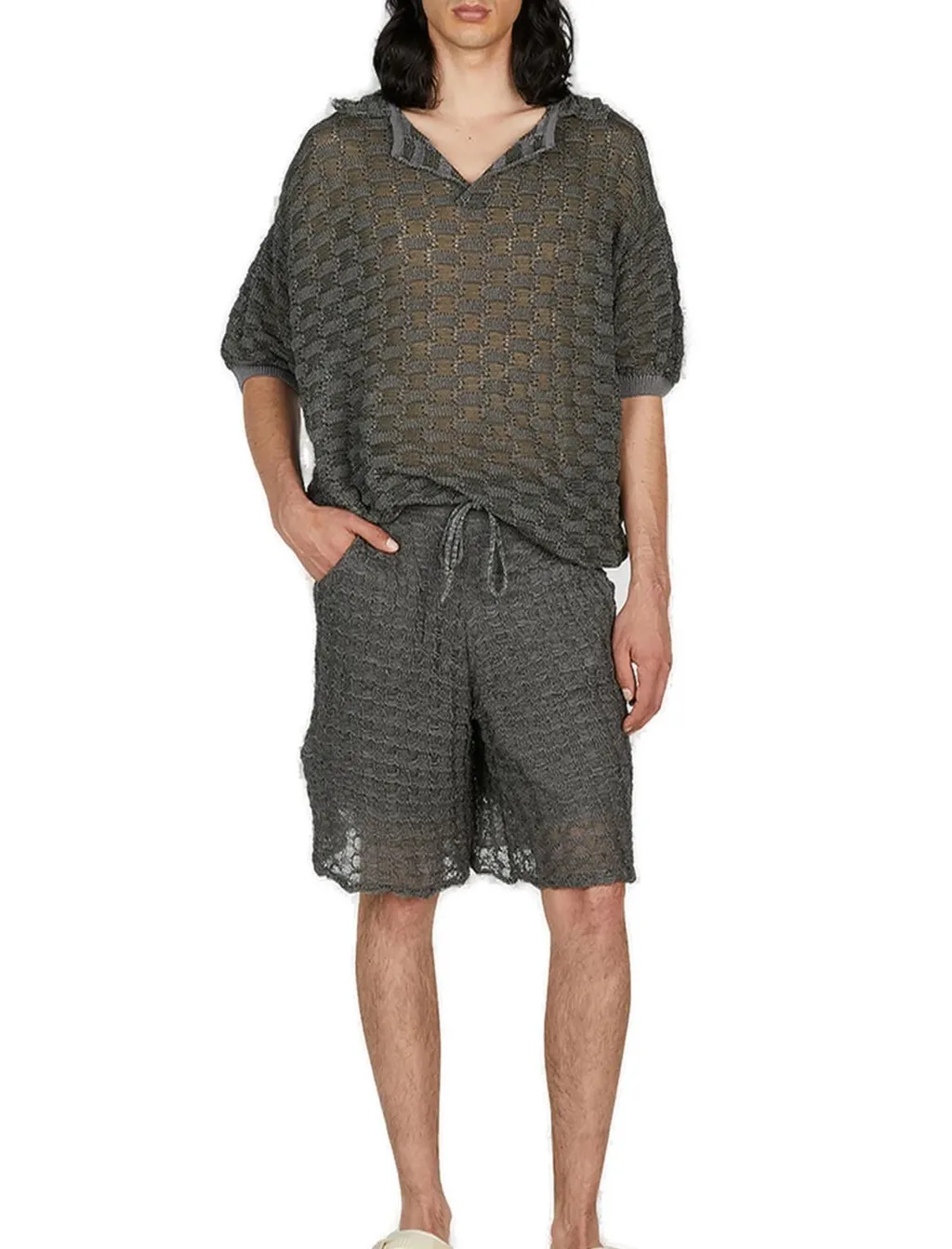 Isa Boulder Basket Weave Knitted Polo Shirt