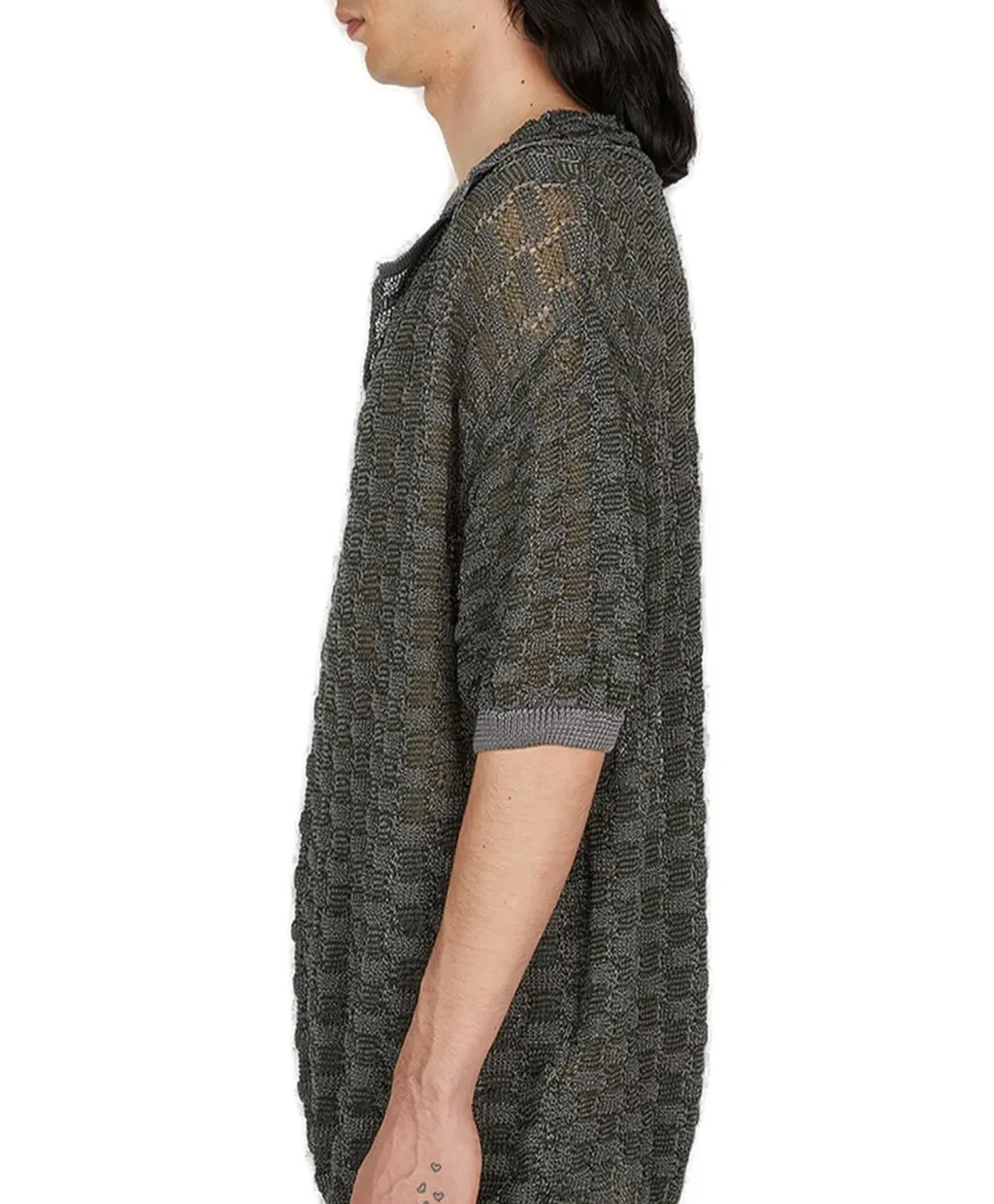 Isa Boulder Basket Weave Knitted Polo Shirt