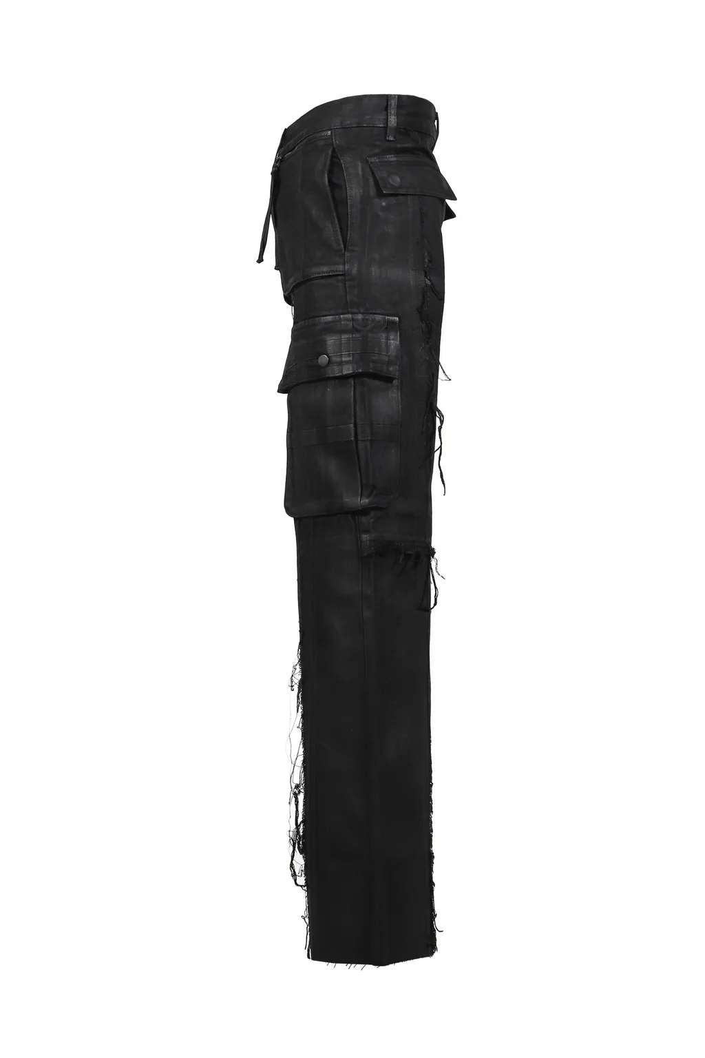 Cross Fringe Pants / Waxed Black