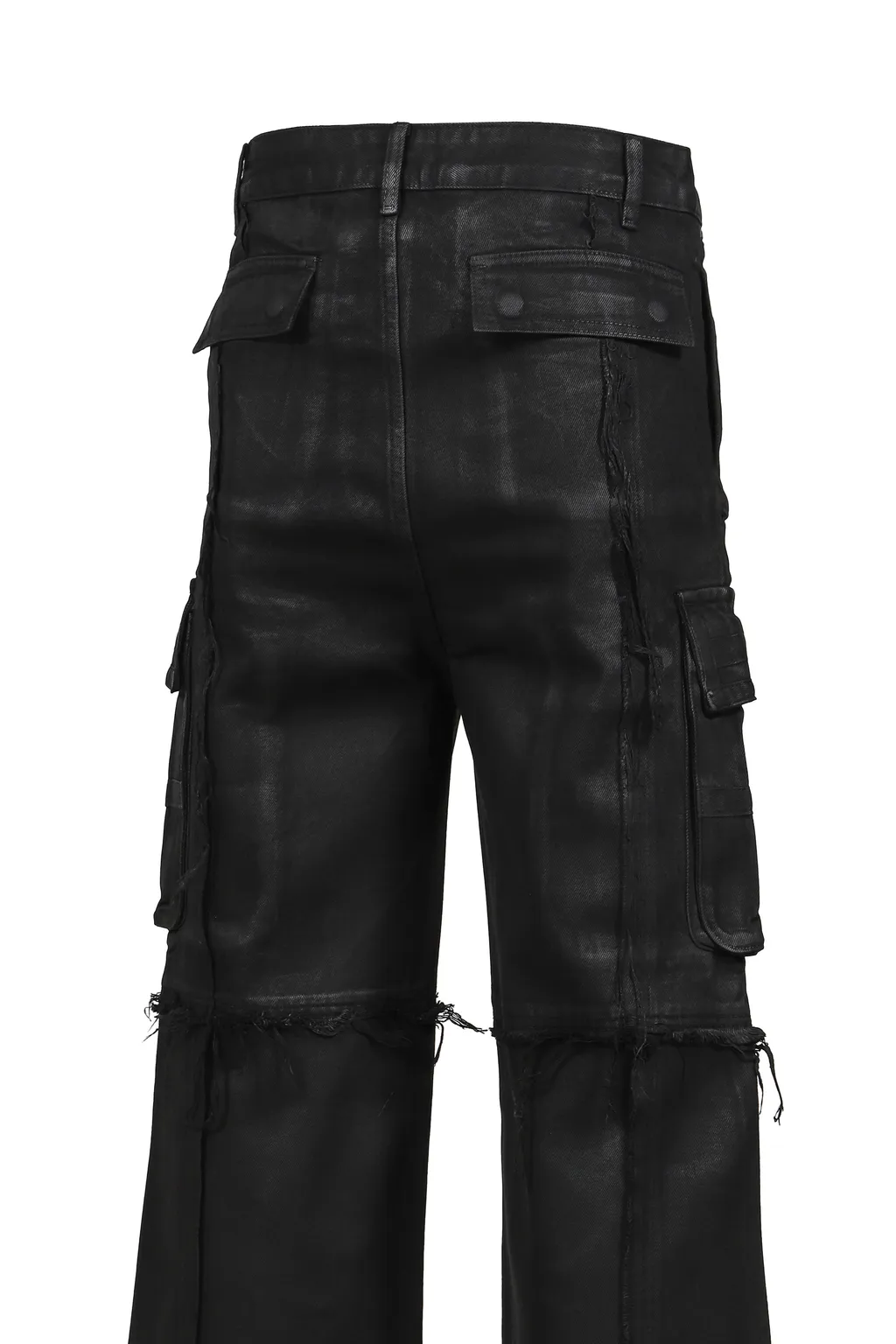 Cross Fringe Pants / Waxed Black
