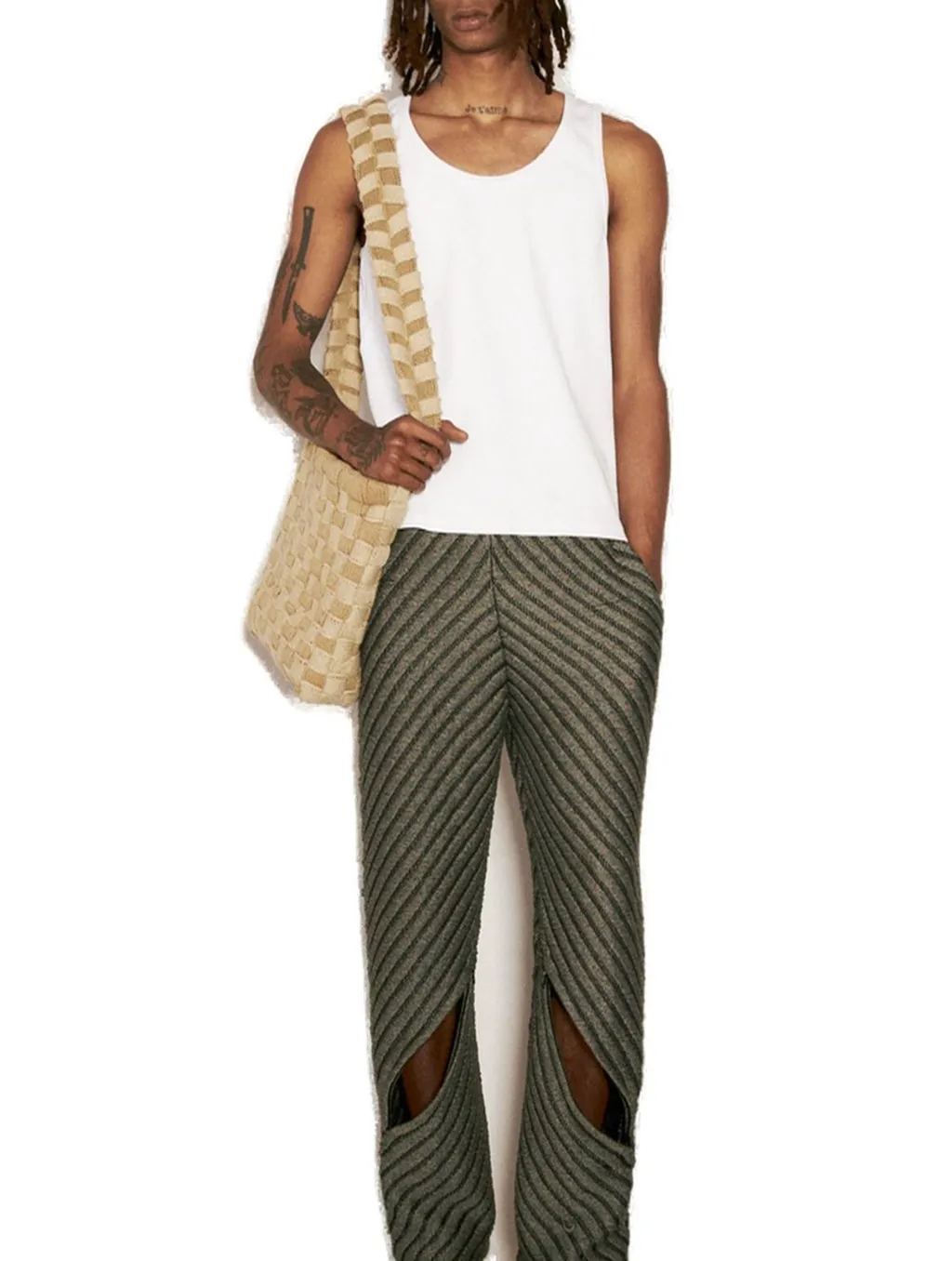 Isa Boulder Diagonal Knit Mid-Rise Pants