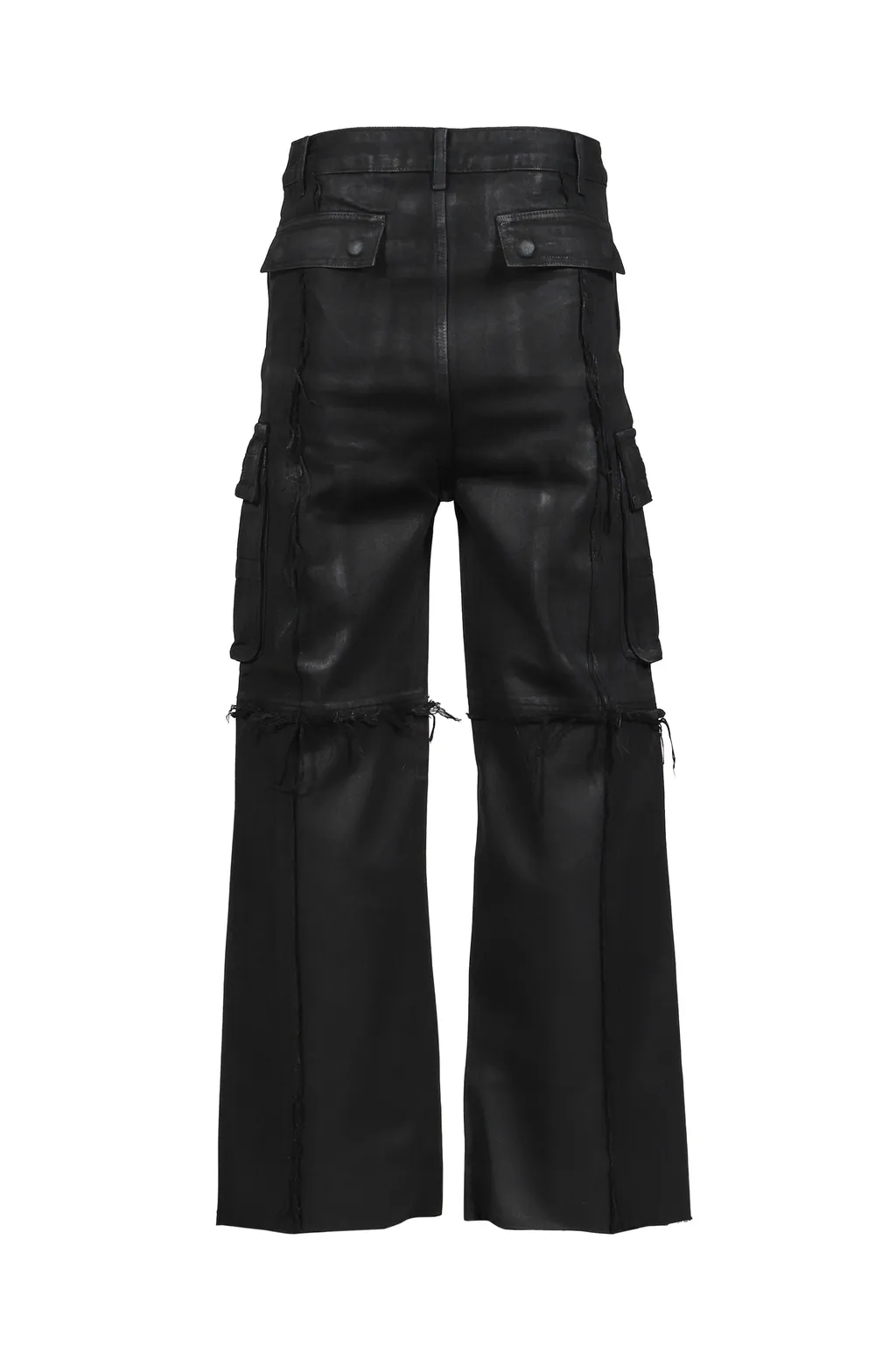 Cross Fringe Pants / Waxed Black