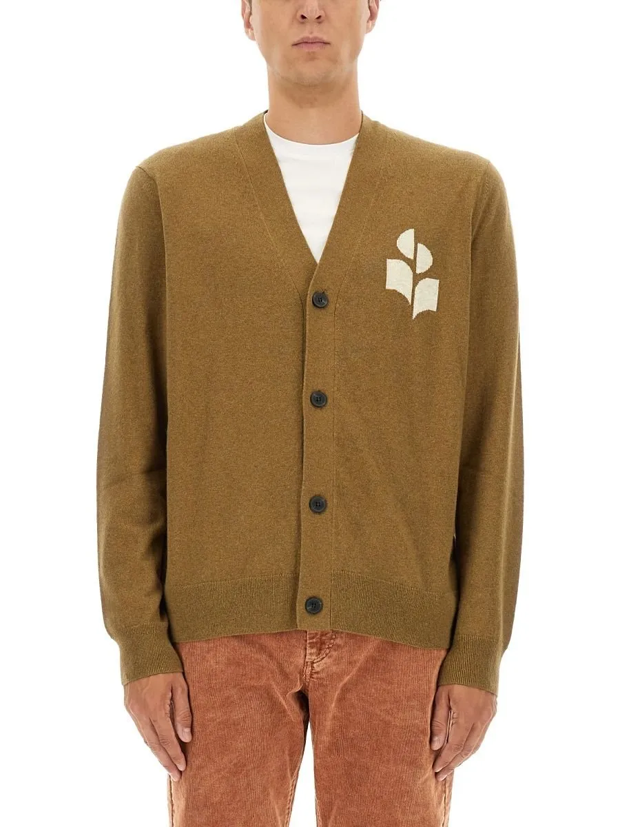 Isabel Marant Logo Intarsia-Knit V-Neck Cardigan