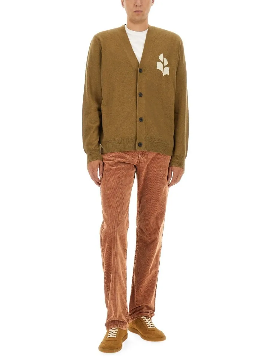 Isabel Marant Logo Intarsia-Knit V-Neck Cardigan