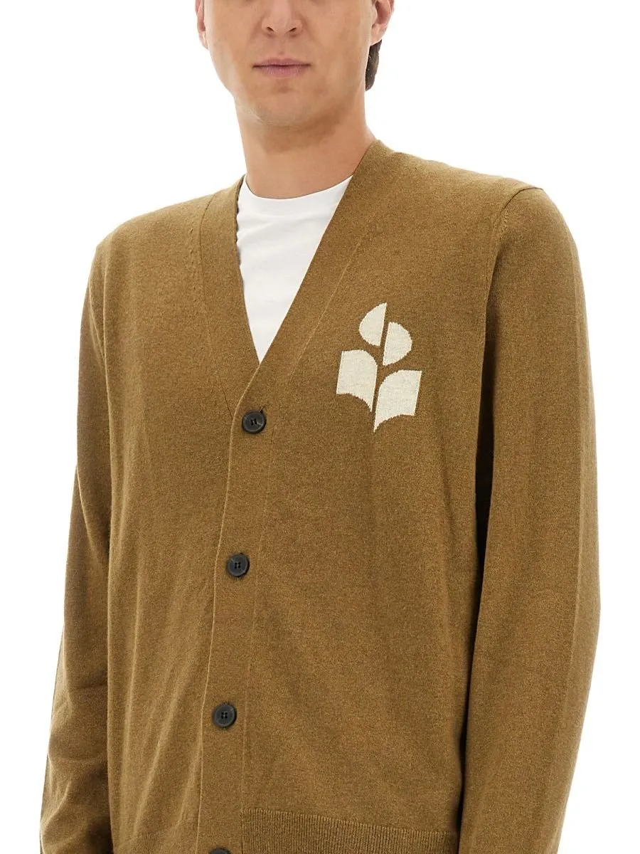 Isabel Marant Logo Intarsia-Knit V-Neck Cardigan