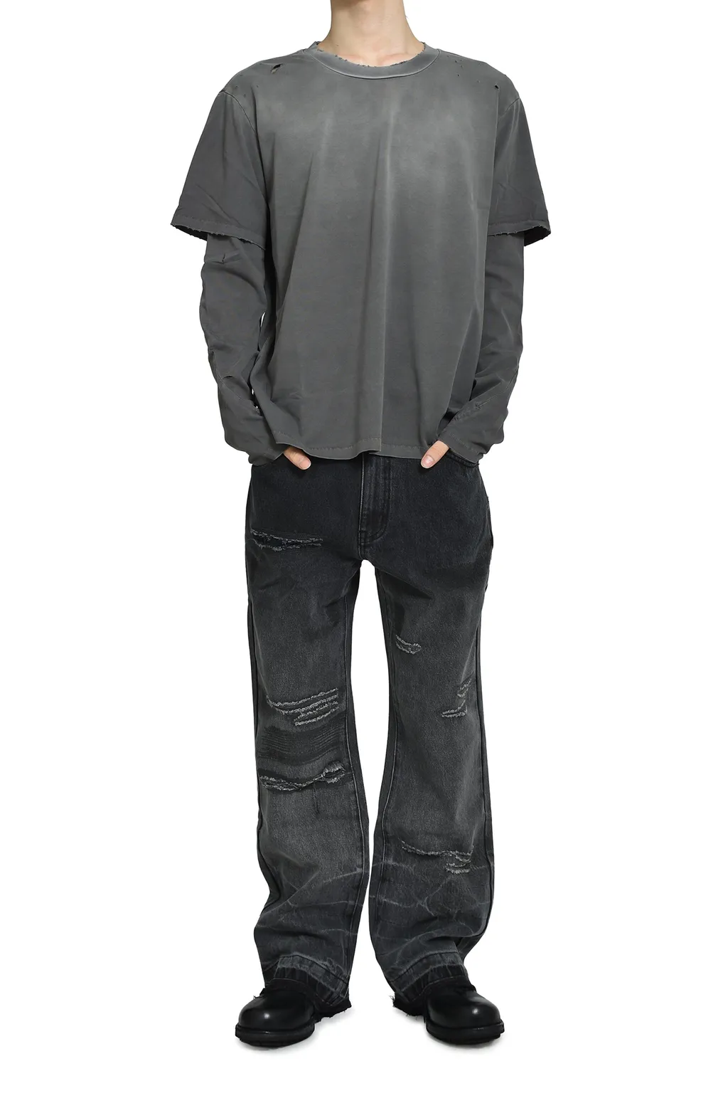 Sun Faded Double Layer Tee / Faded Gry