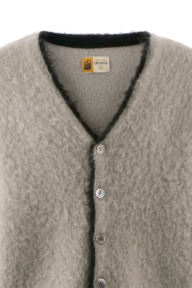 Knit Cardigan/Trim/Gray