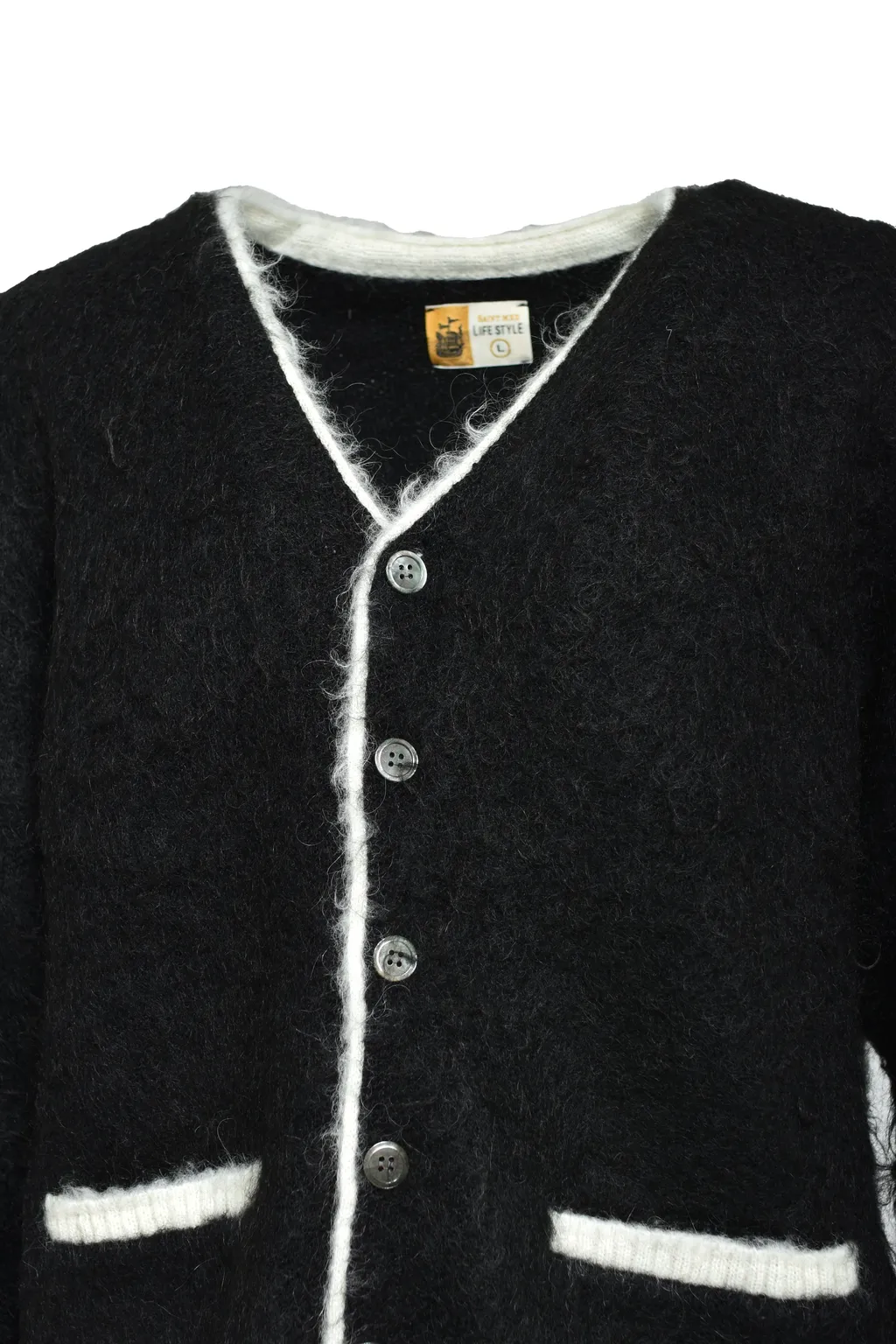 Knit Cardigan/Trim/Black