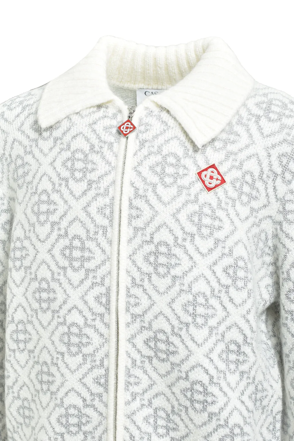 Silver Monogram Zip Up / Mohair Mix