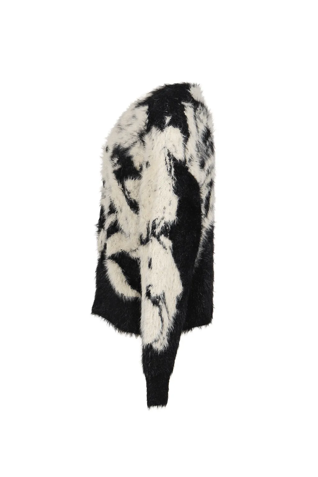 Jacquard Cardigan / Blk Wht Shokkakuteki Sonzai