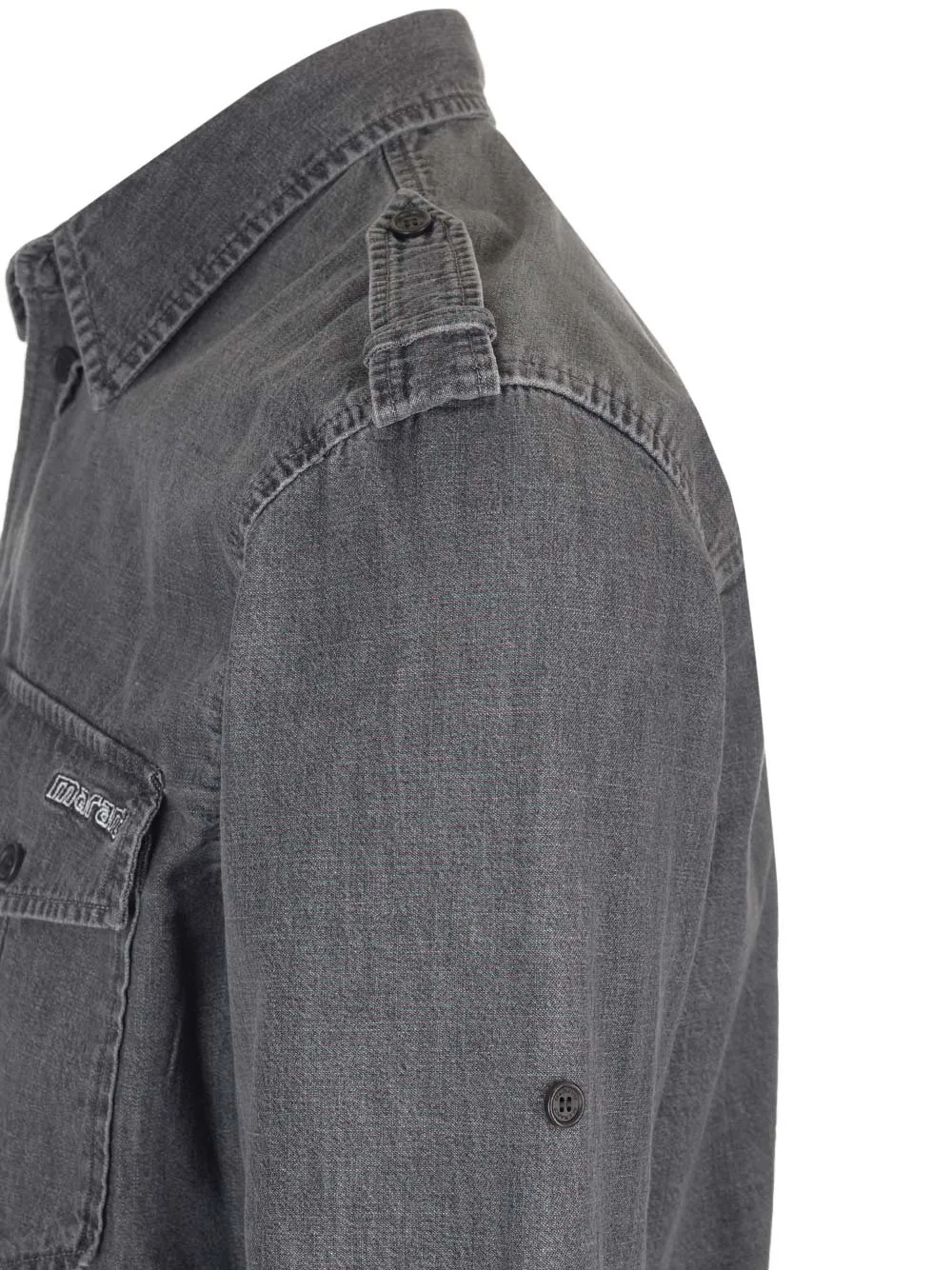 Isabel Marant Logo Embroidered Long-Sleeved Denim Shirt
