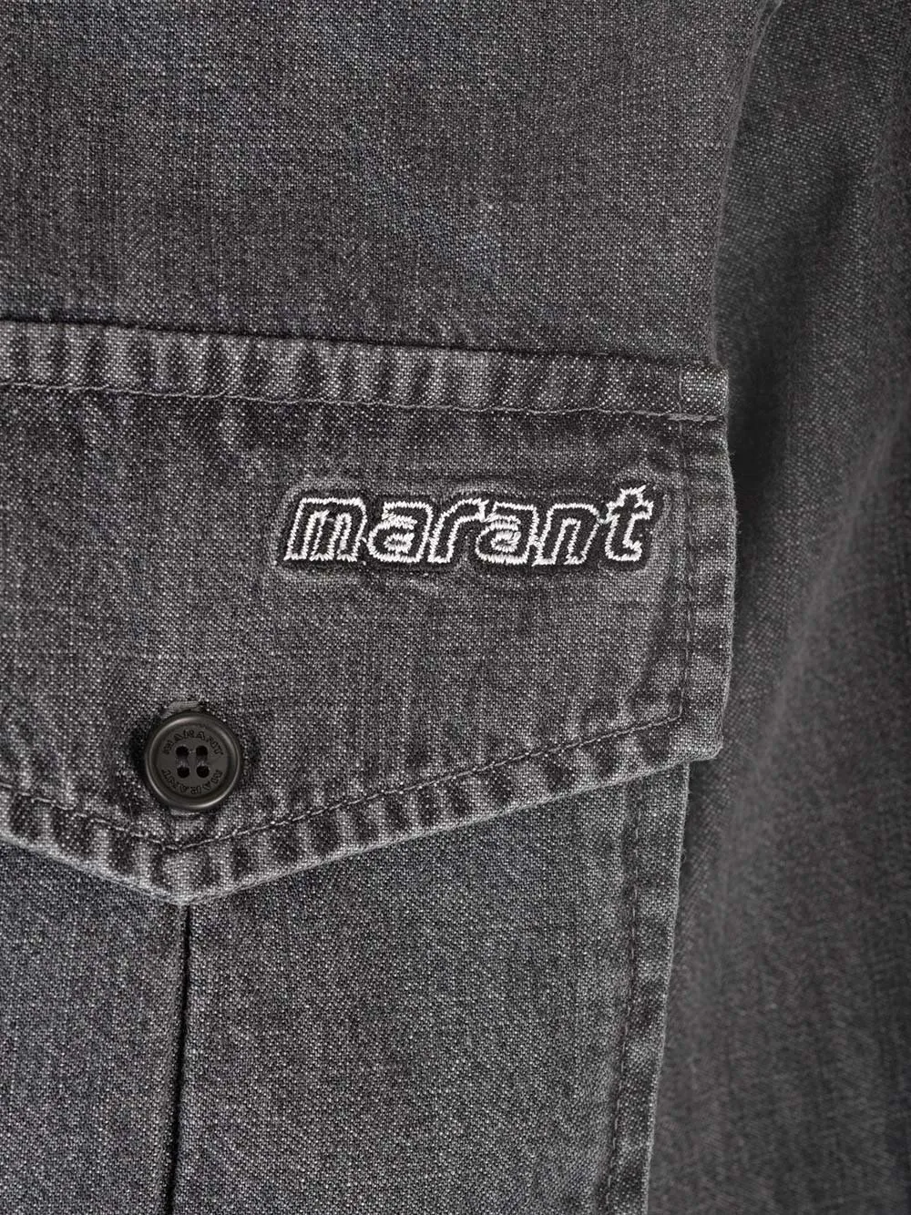 Isabel Marant Logo Embroidered Long-Sleeved Denim Shirt