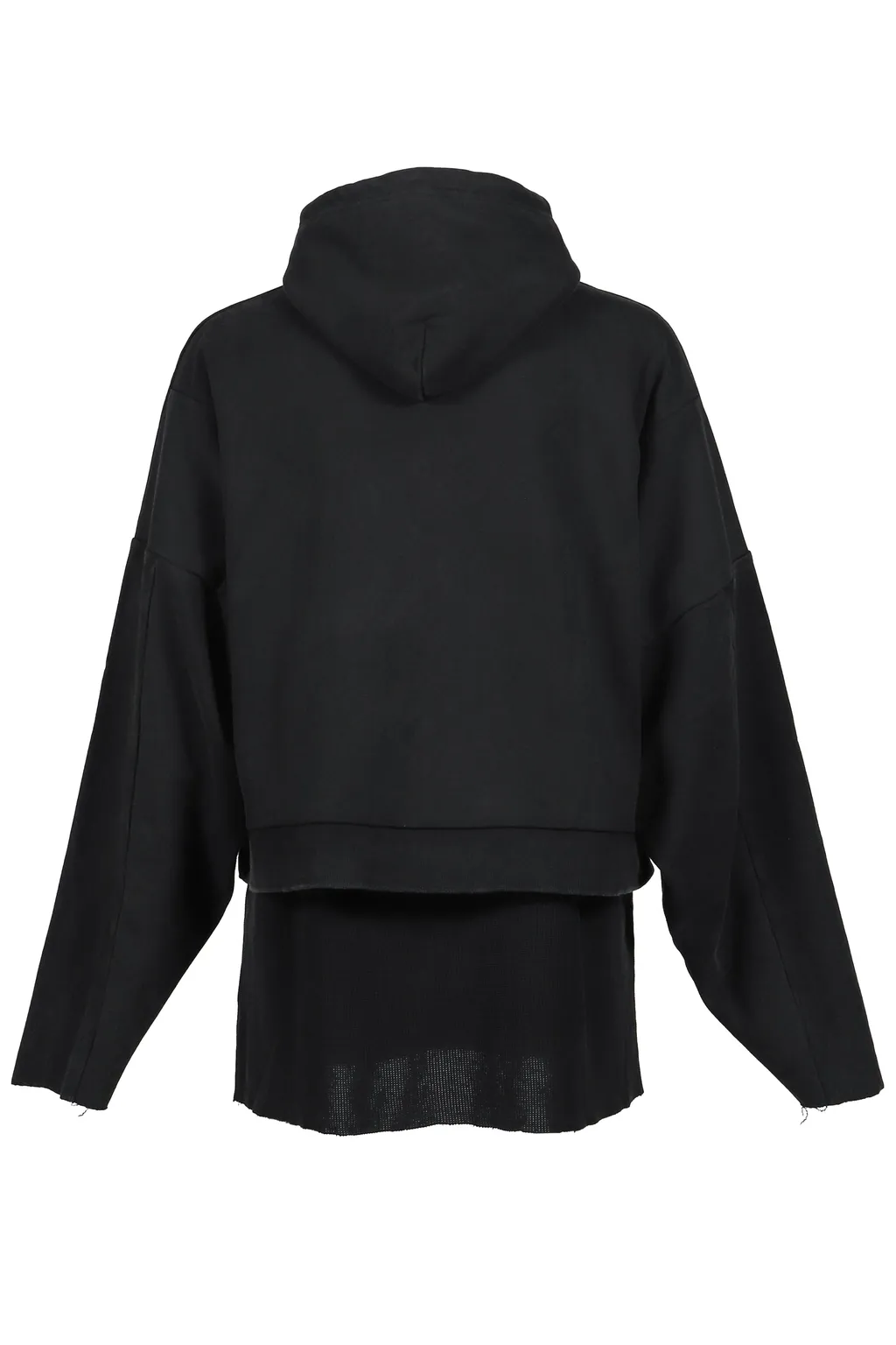 Cropped Hoodie Overlapped / Washed Blk