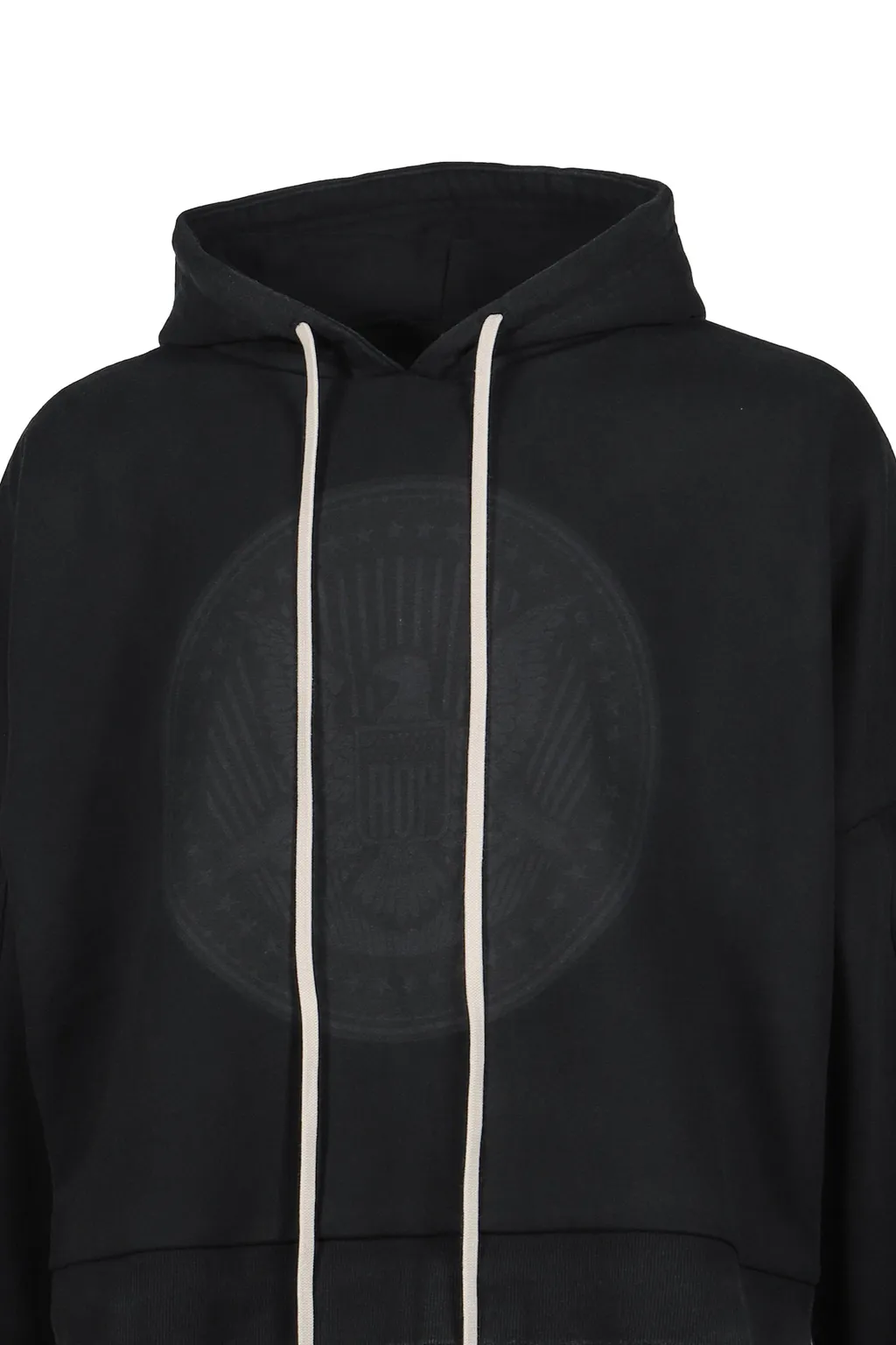 Cropped Hoodie Overlapped / Washed Blk
