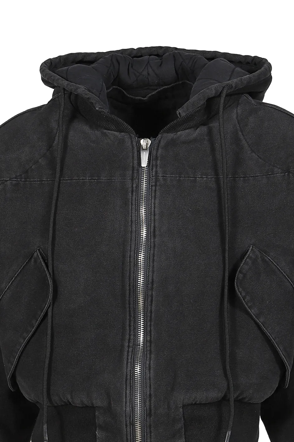 Berlin Cropped Bomber Jacket / Washed Blk