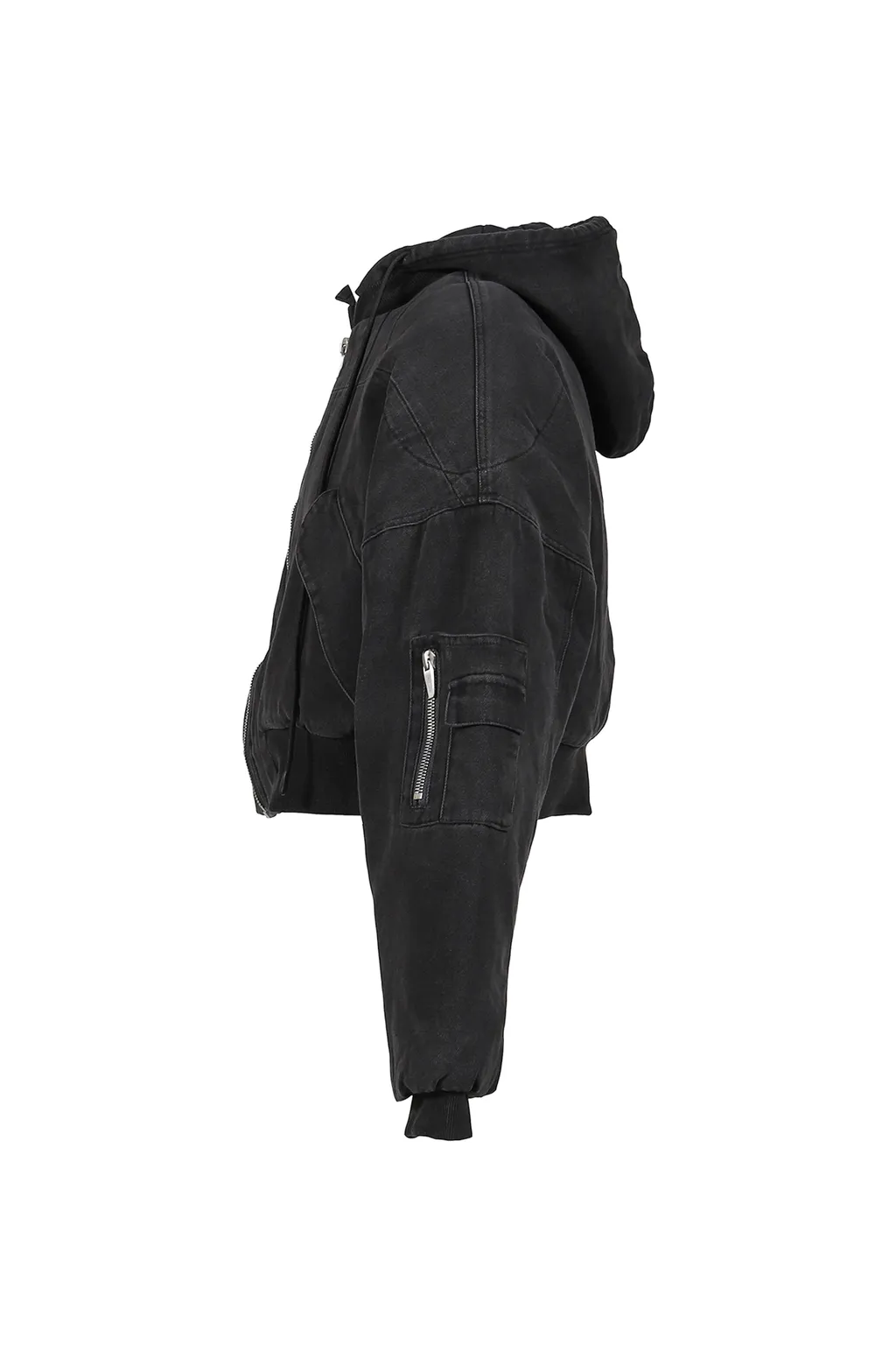 Berlin Cropped Bomber Jacket / Washed Blk