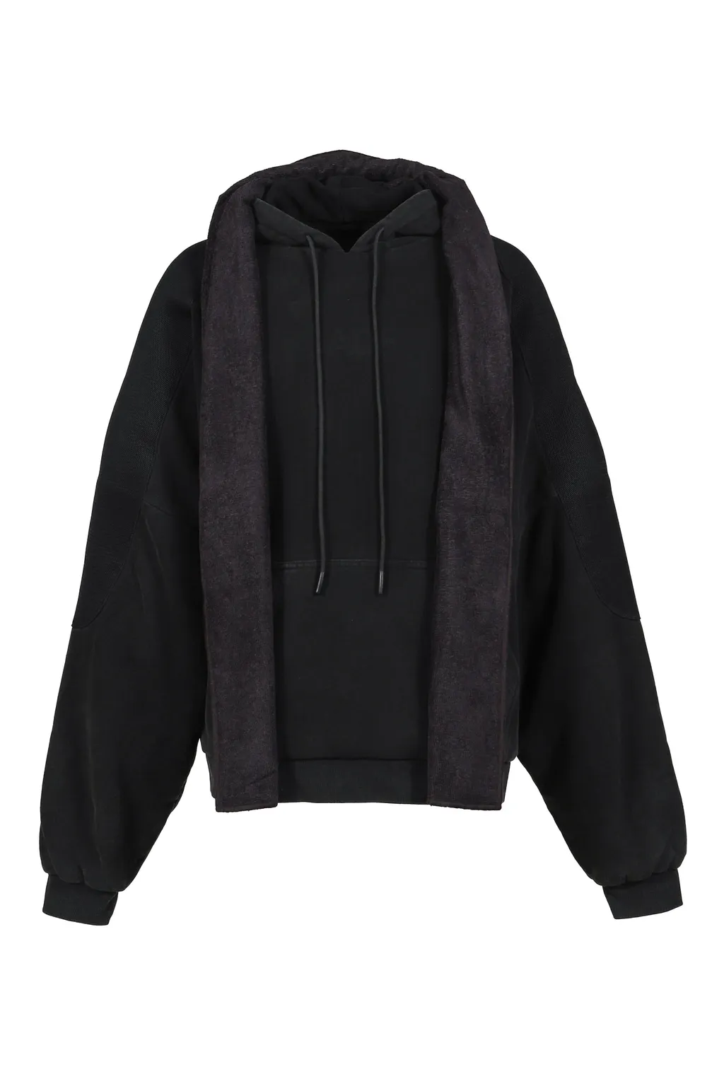 Mesh Shoulder Towel Hoodie / Washed Blk