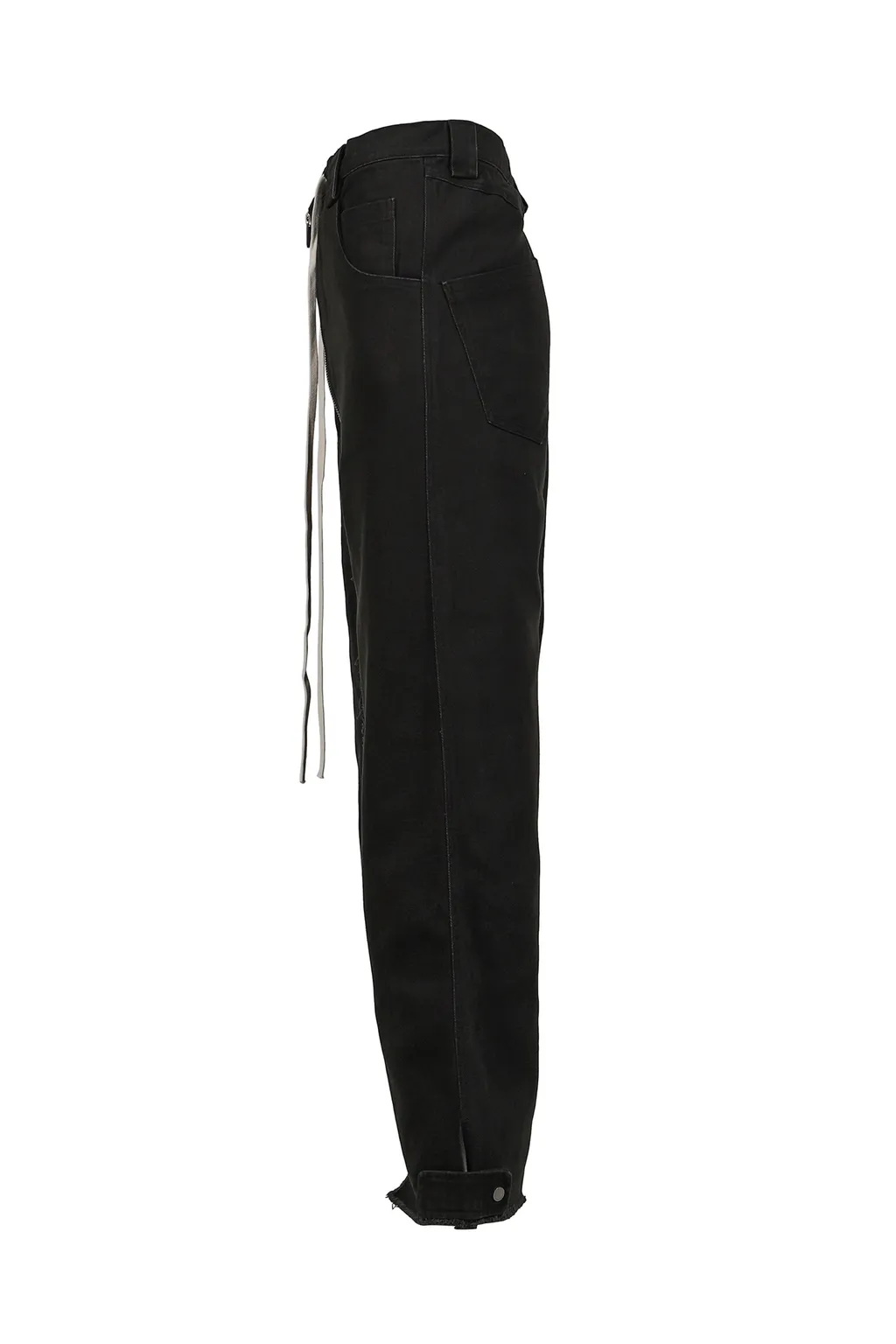 Raw Edge Baggy Jeans / Washed Blk