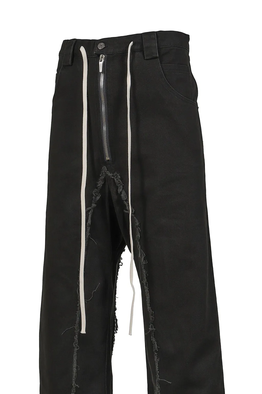 Raw Edge Baggy Jeans / Washed Blk