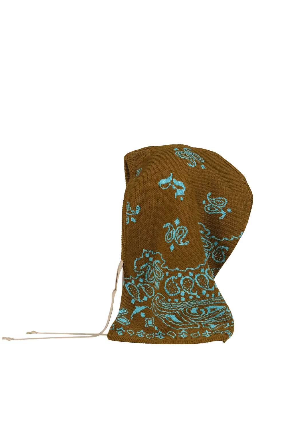 Paisley Knit Hood Balaclava / Kha Trq