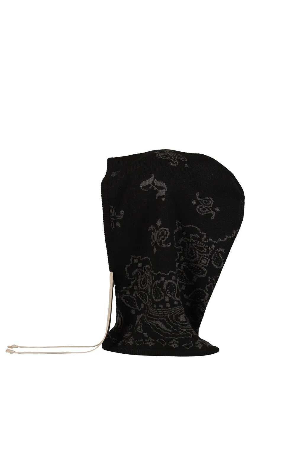 Paisley Knit Hood Balaclava / Blk Gry