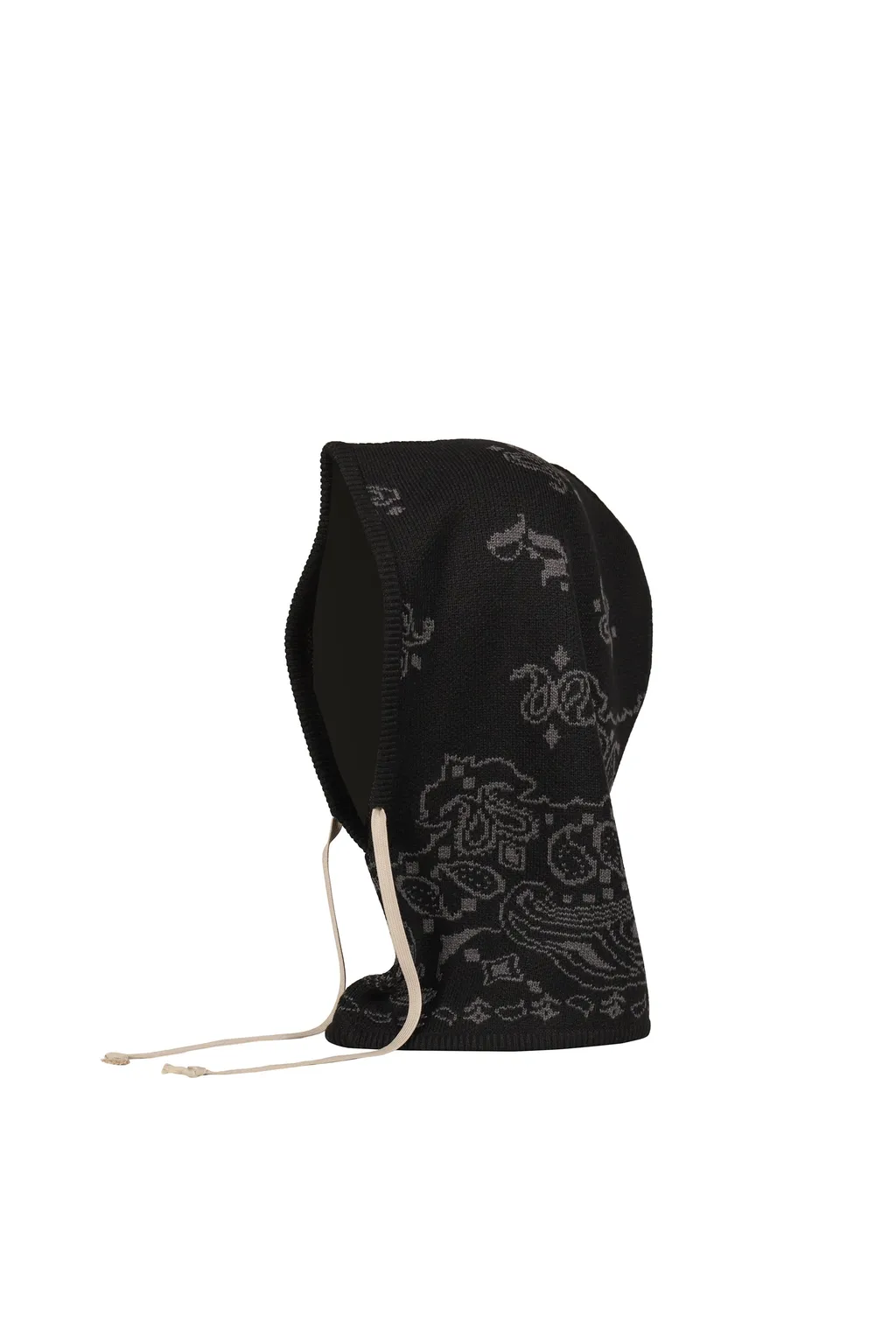 Paisley Knit Hood Balaclava / Blk Gry