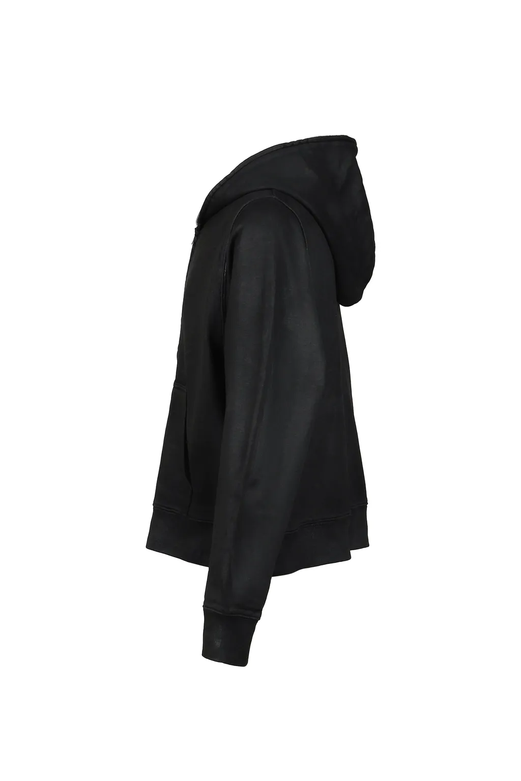 Waxed Zip Hoodie / Black