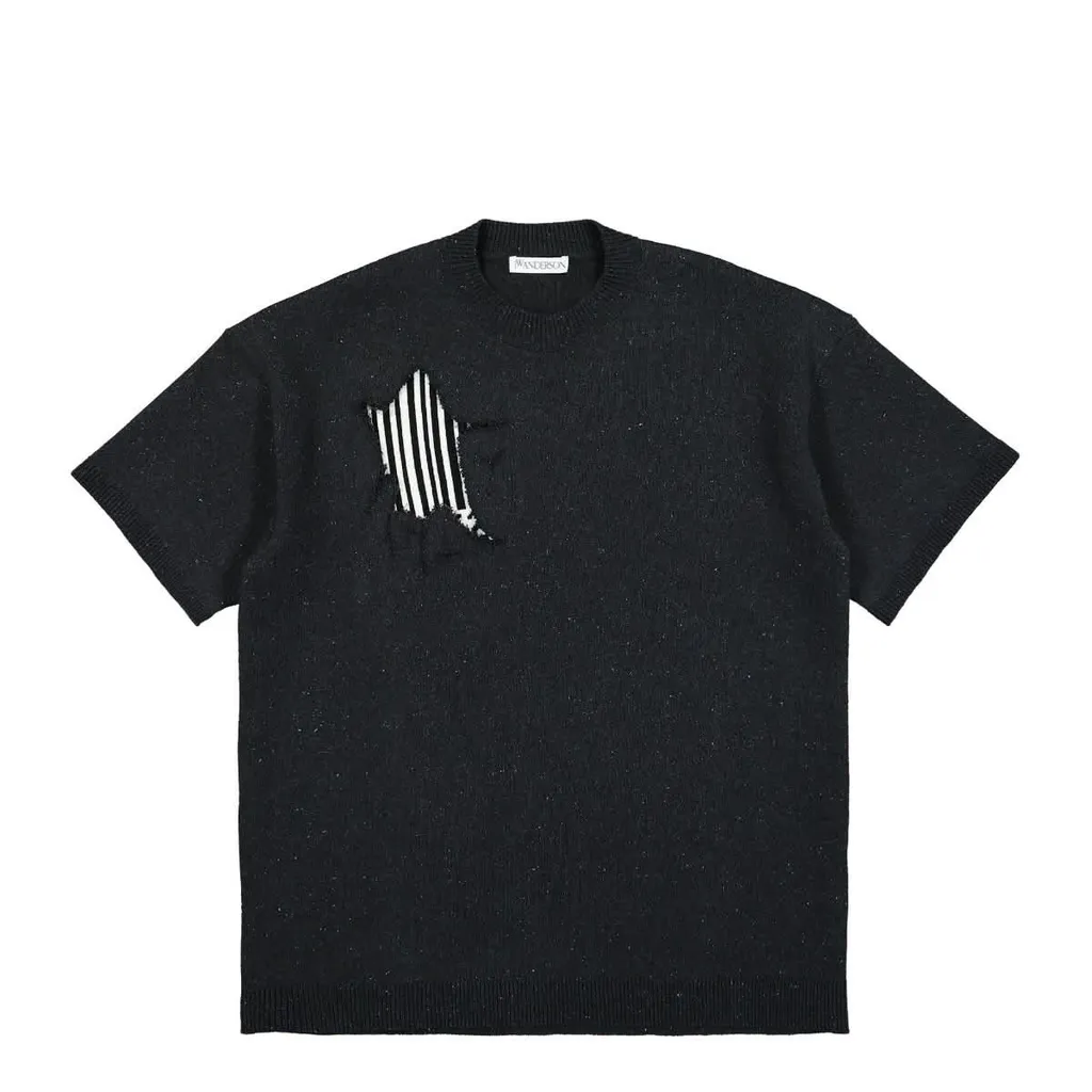 Jw Anderson Barcode-Motif Crew-Neck Knitted T-Shirt