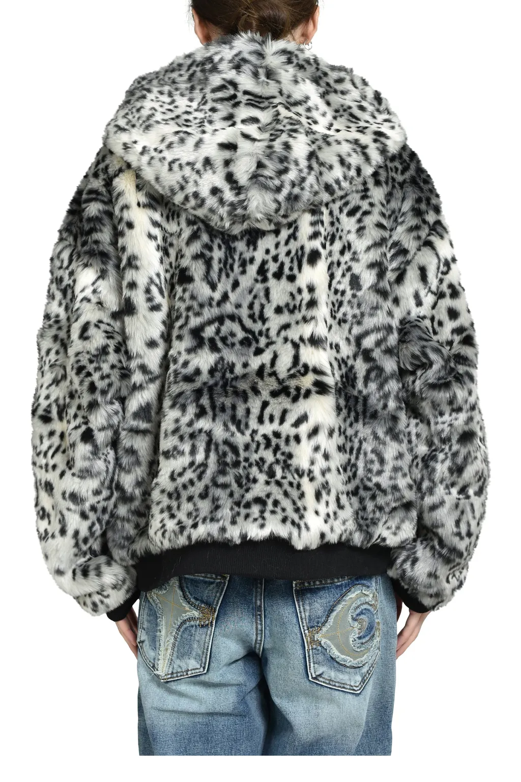 Leopard Fur Jacket / Wht/Blk