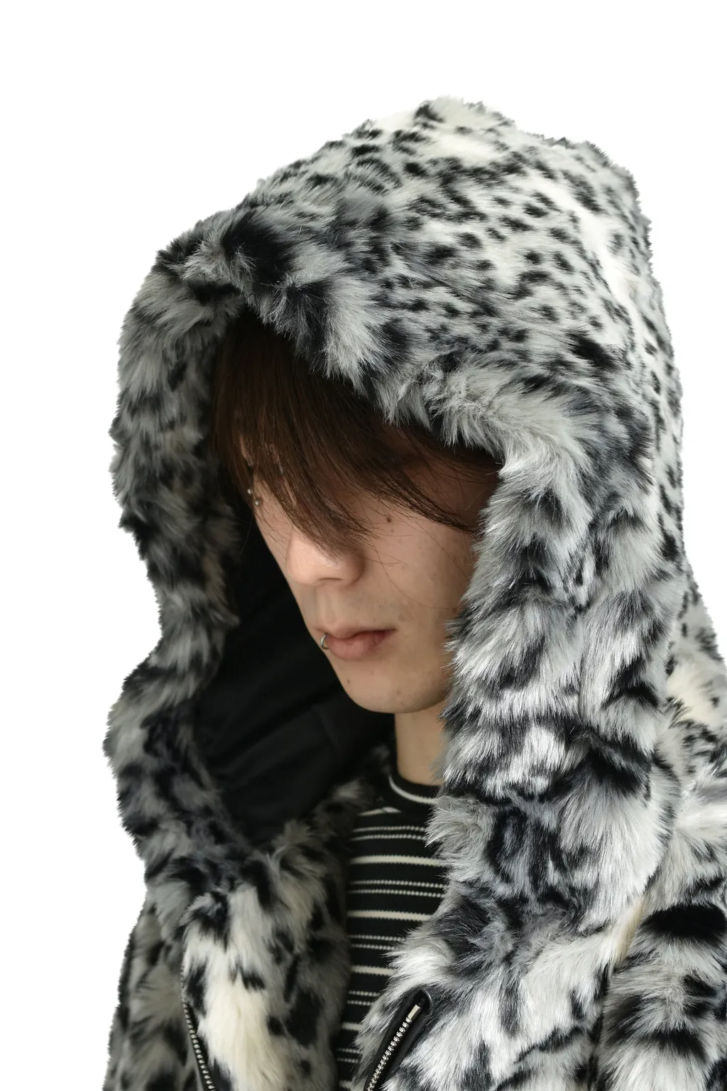 Leopard Fur Jacket / Wht/Blk